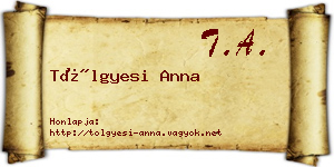 Tölgyesi Anna névjegykártya
